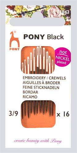 Pony Black Embroidery synåle str. 3/9 til håndsyning