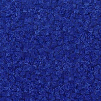Hopscotch patchworkstof - Cobolt blå firkanter
