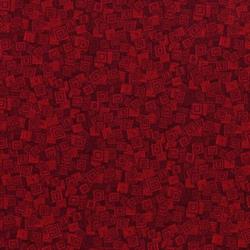 Hopscotch patchworkstof - Mørke rød firkanter