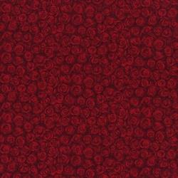 Hopscotch patchworkstof - Mørke røde blomster